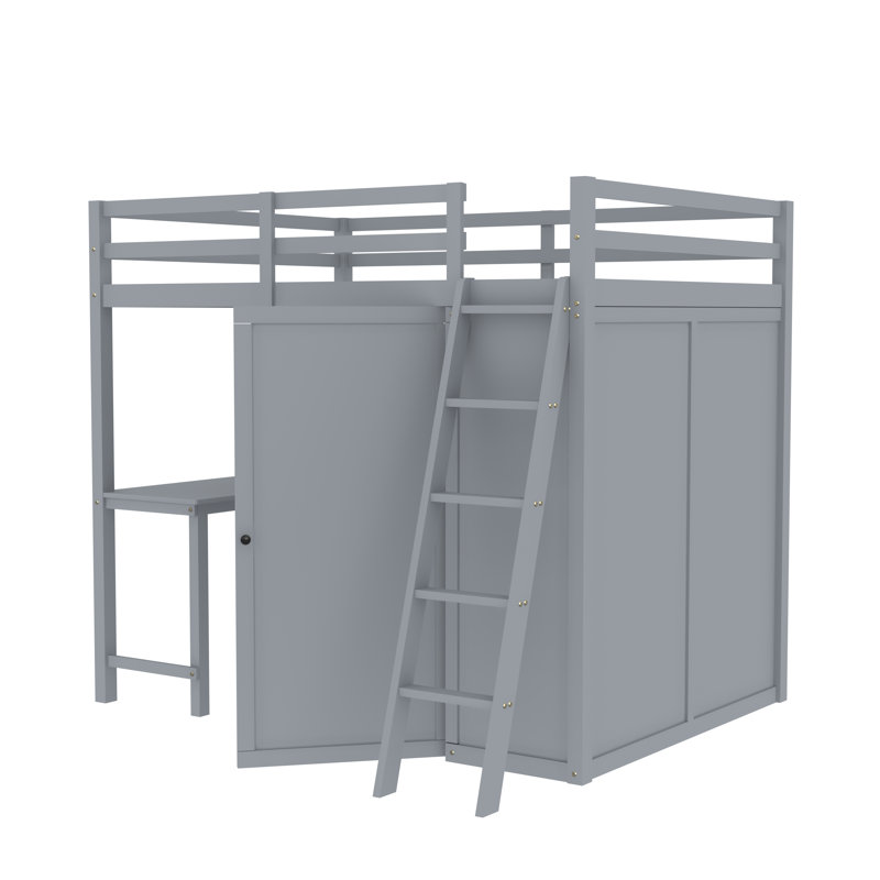 Lit mezzanine double Jamarre Kids, gris