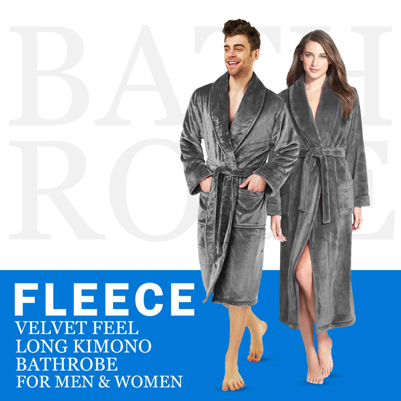 Peignoir mi-mollet avec poches Ridaan, Gris