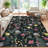 Modern Rug for Living Room Large Floral Printed Floor Carpet, Easy Cleaning Stain-Resistant Contemporary Indoor Mat for Bedroom, Office, Black-162883877
