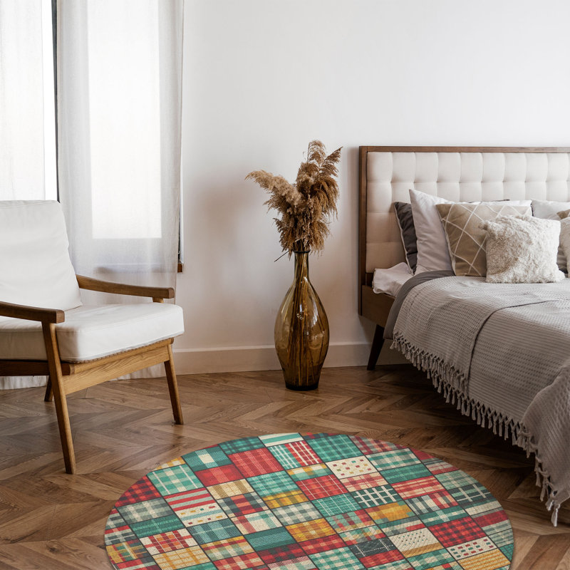 Tapis tressé rétro, Rond 5 pi