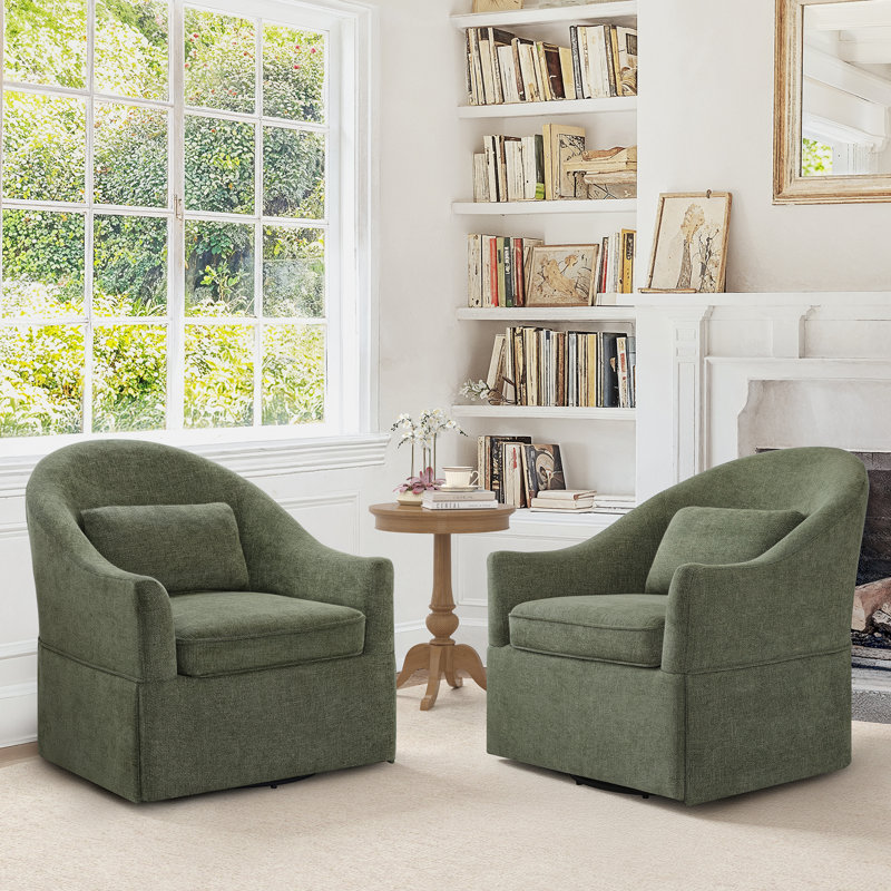 Fauteuil demi-tonneau pivotant Martha (ensemble de 2), Lin clair