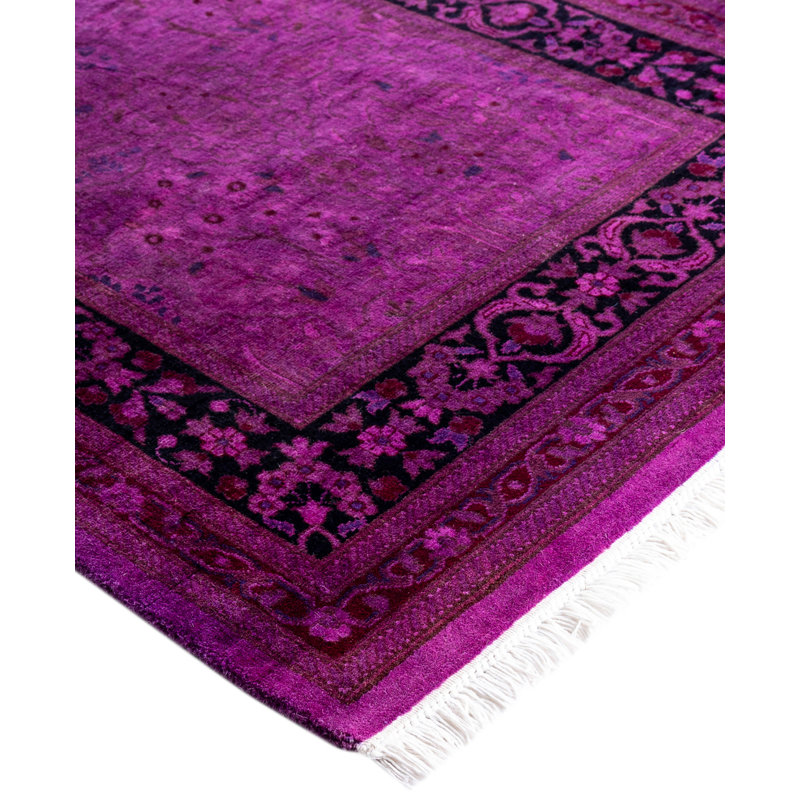 Overdyed Hand-Knotted Wool Modern-Contemporary Purple Runner 2' 7" x 12' 4"