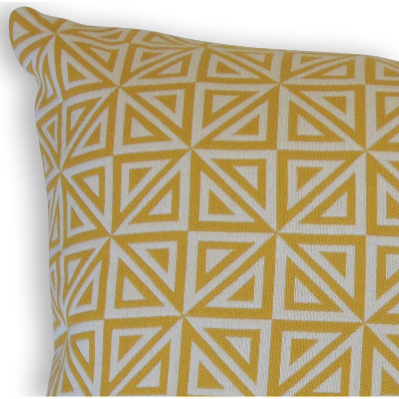 Coussin décoratif géométrique Inaya, Hauteur (18 po) x largeur (18 po), Jaune