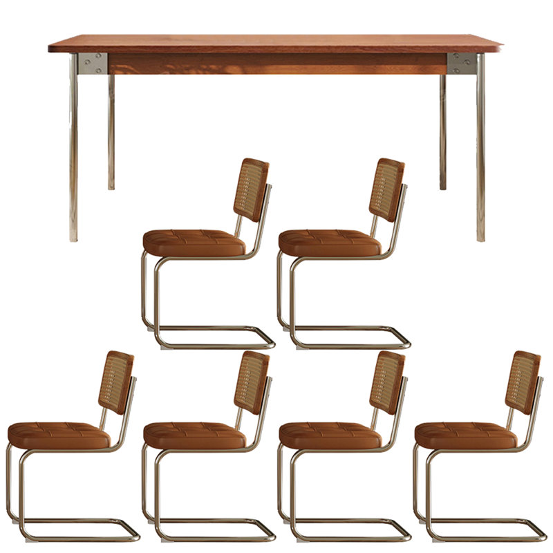 Table de salle à manger en bois massif avec pieds en acier inoxydable, H 29,53 po x L 70,87 po x l 35,43 po