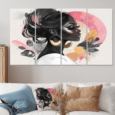 Portrait rose d'une femme afro-américaine III