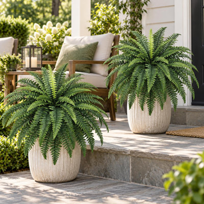 2-Pack 35" Wide Artificial Boston Ferns for Outdoor and Indoor Decor