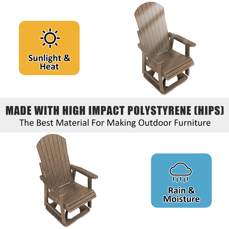 Siège de patio ergonomique pivotant Adirondack, Brun