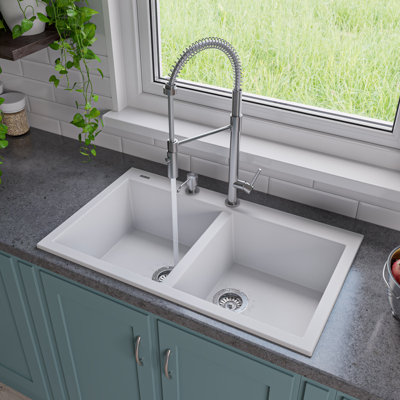 34'' L Double Bowl Granite Kitchen Sink