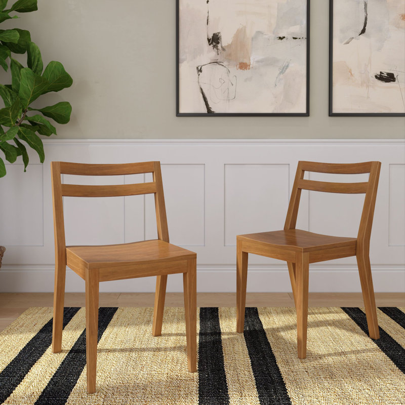 Brevard Slatted Solid Wood Side Chair, Pecan