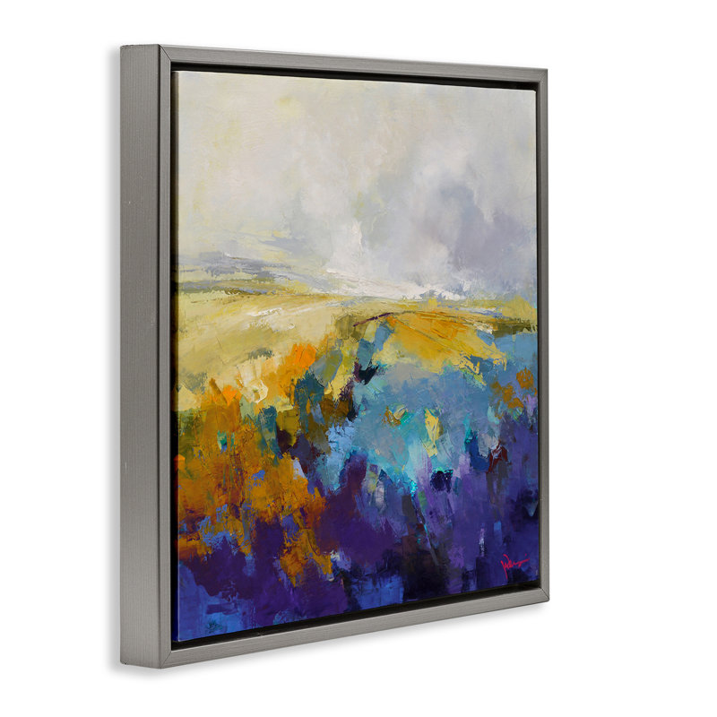 Art mural sur toile «Expressive Country Field» par Patrick Dennis, Cadre flottant gris, H 18 po x l 18 po x P 1,7 po