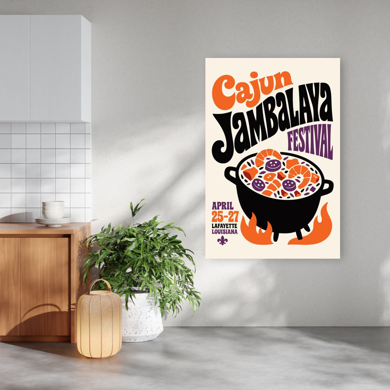 «Cajun Jambalaya Festival», impression murale rétro, H 60 po x l 40 po