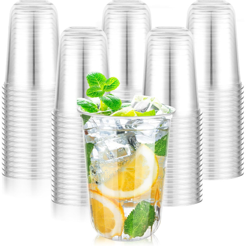 100 Pcs 16oz Clear Plastic Cups