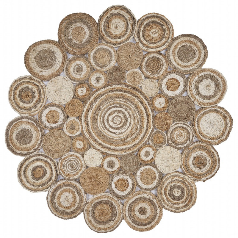 Bonar Modern Farmhouse Natural Fiber Jute Round Indoor Area Rug, Round 7'6"