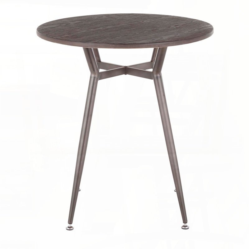 Table de salle à manger ronde - Métal antique et bambou espresso - Style industriel