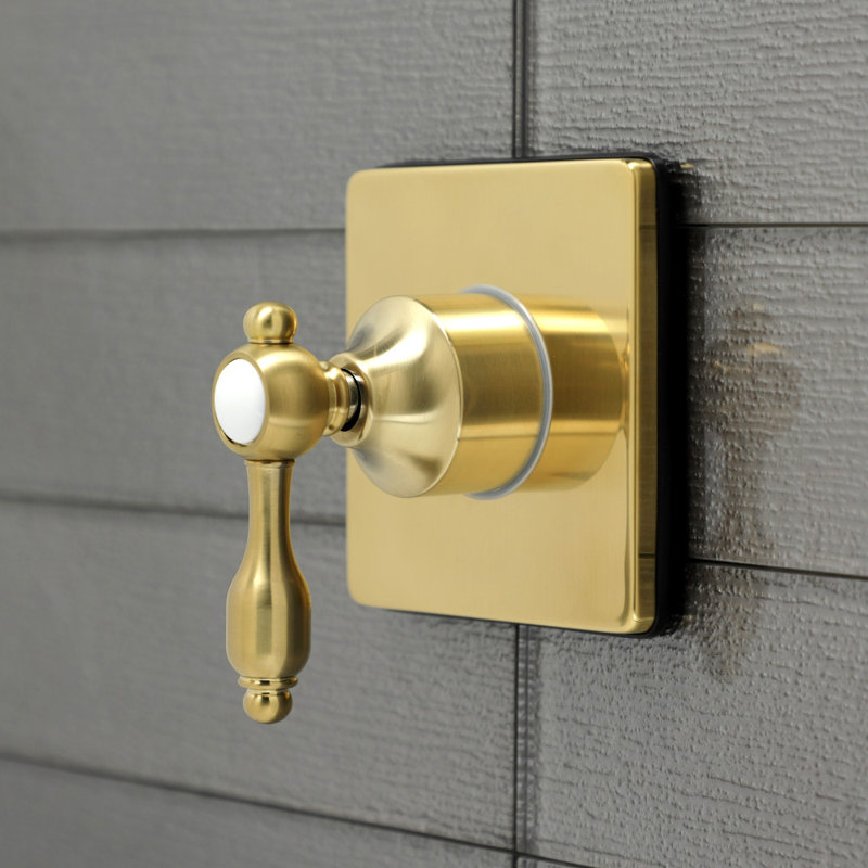 Kingston Brass Tudor Single-Handle Wall Mount Three-Way Diverter Valve with Trim Kit, Brushed Brass