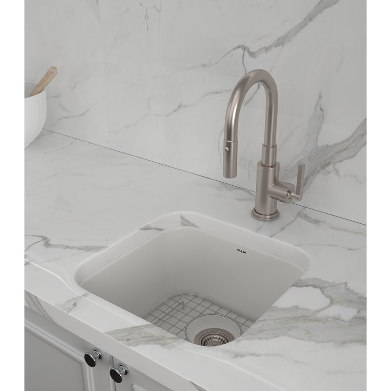 Allia 18" L x 18" W Undermount Kitchen Sink, White