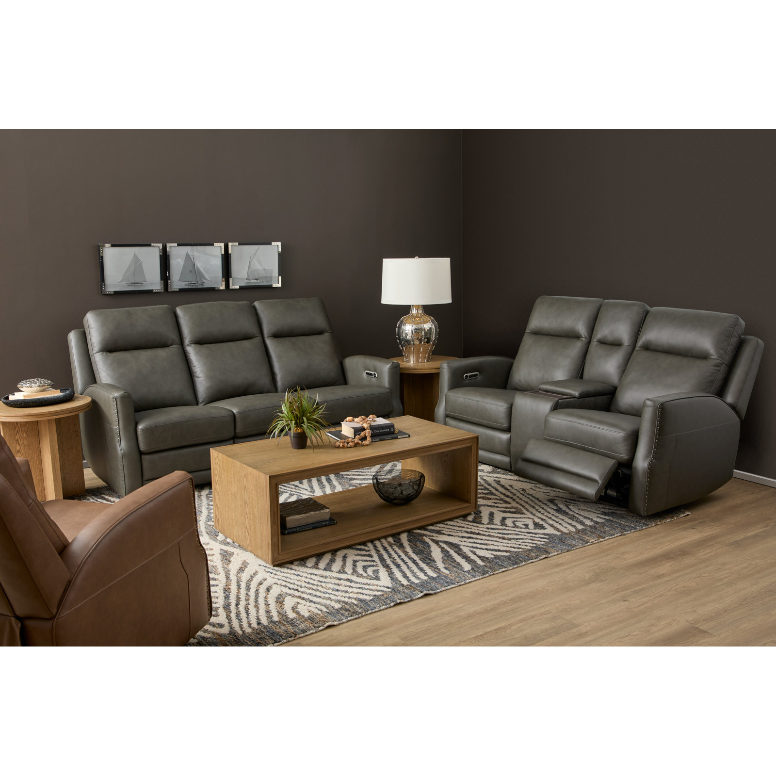 Henri Power Reclining Sofa With Henri Power Headrests & Lumbar, Gray
