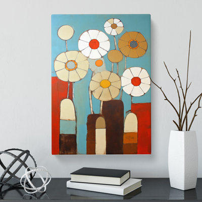 Mid Century Flowers - Wrapped Canvas