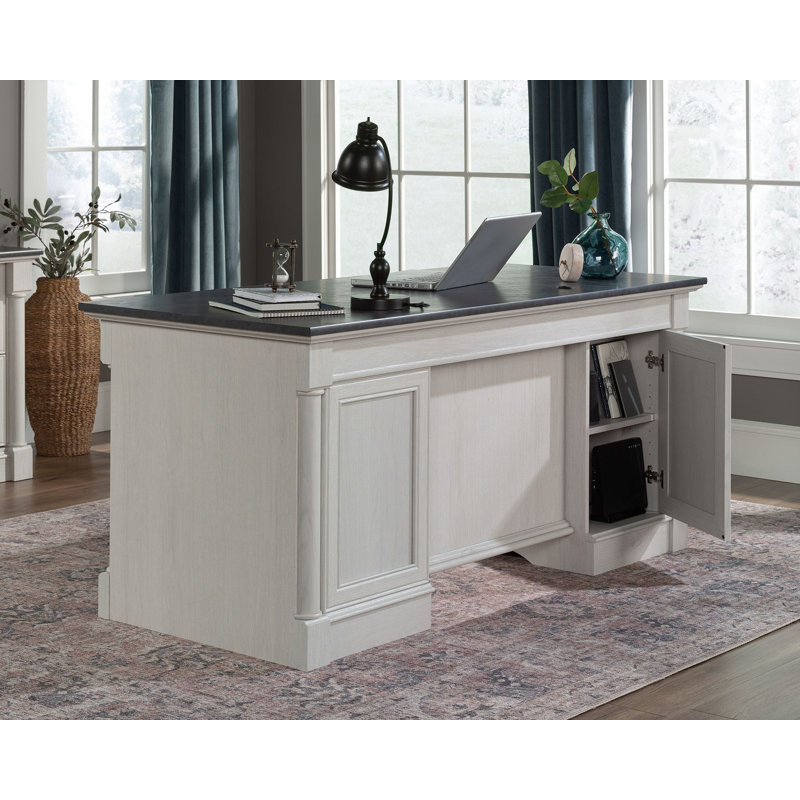 Bureau d'écriture rectangulaire l 65,118 po Panaghia, Blanc/Noir