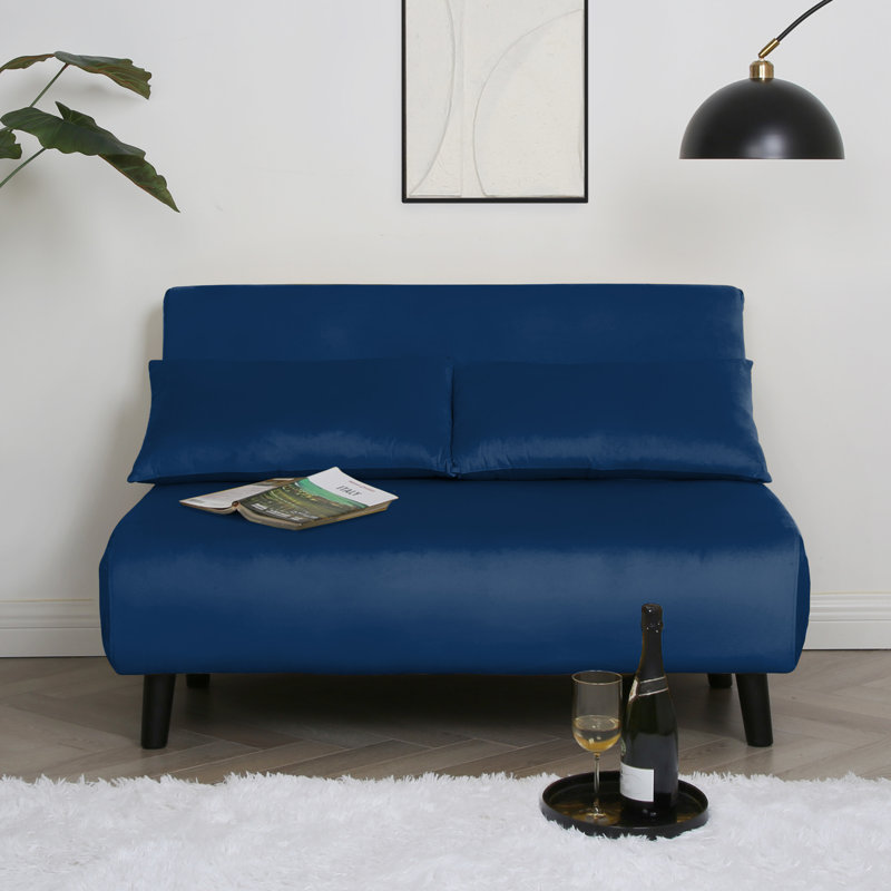 Double Sofa Bed - Fold Out Bed Chair, Velvet, Blue