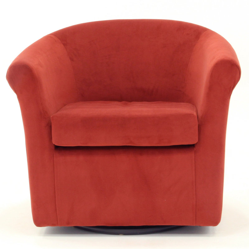 Anstett Upholstered Swivel Barrel Chair, Rouge Red Polyester Blend