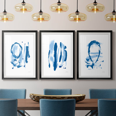 Blue Breeze IV - reproduction encadrée de qualité supérieure sur mesure mat - 3 pièces