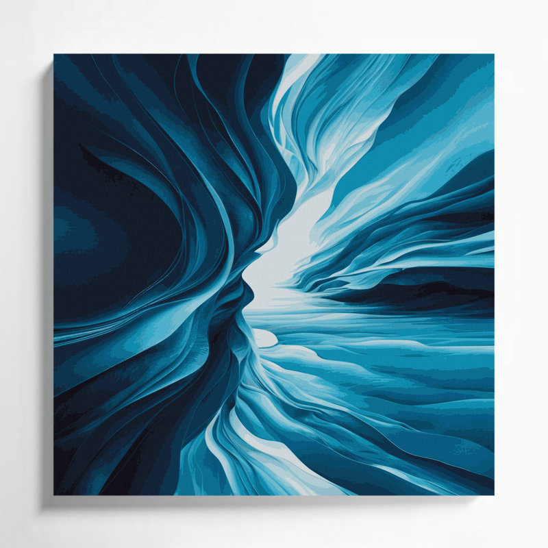 «Abstract Landscape 29», art mural sur toile bleue, H 12 po x l 12 po