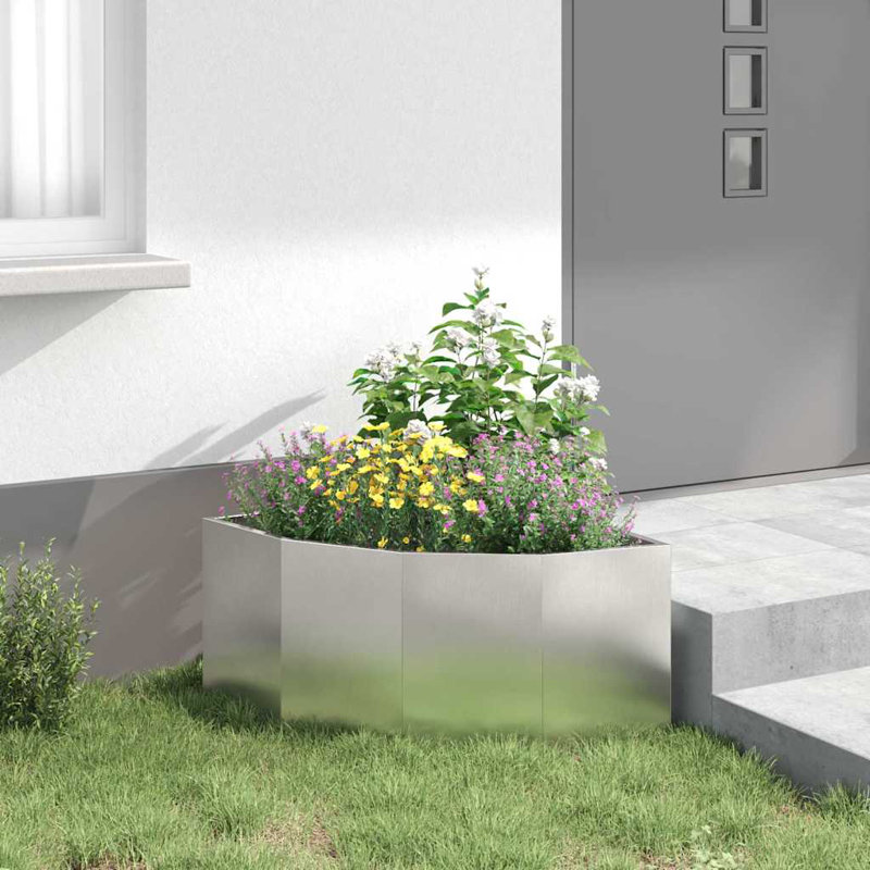 Planter Box, 35cm H x 60cm W x 60cm D, Silver