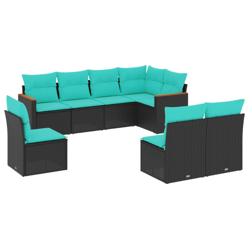 Ensemble de canapé d'extérieur noir et bleu