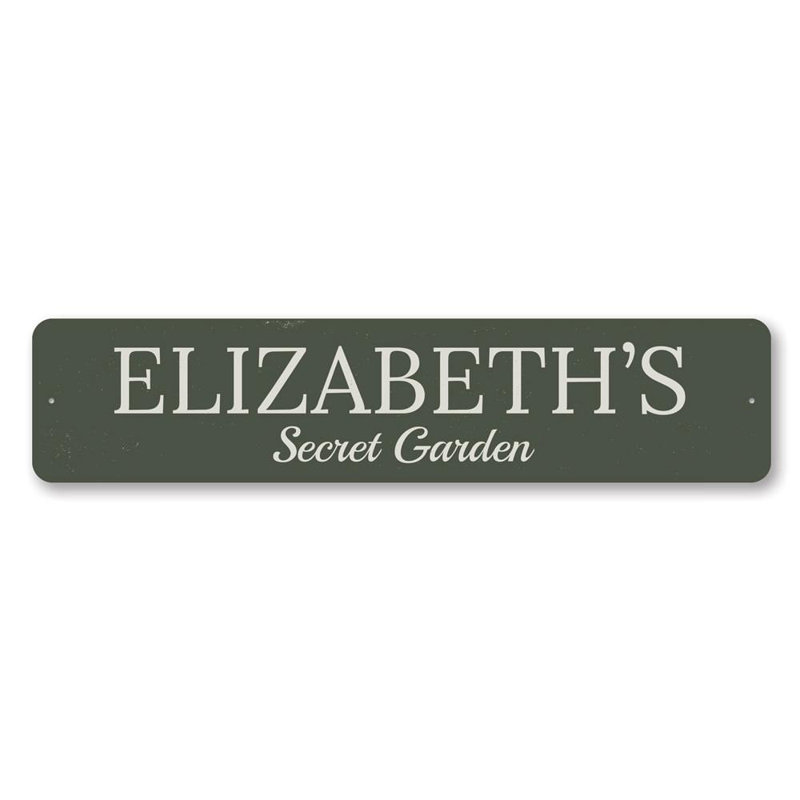 Secret Garden Aluminum Sign, 4" H x 18" W x 0.04" D