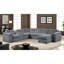 Canapé d'angle convertible en fauteuil inclinable électrique gris moderne, en bois, revêtement haute performance, appuie-tête réglables pour un confort cervical personnalisé, méridienne de rangement pour couvertures et oreillers, accoudoir dissimulé.