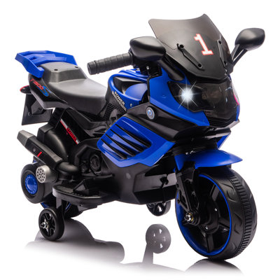 Moto électrique 6V pour enfants avec lumières DEL, avant / arrière, roues d'entraînement, musique intérieure / extérieure
