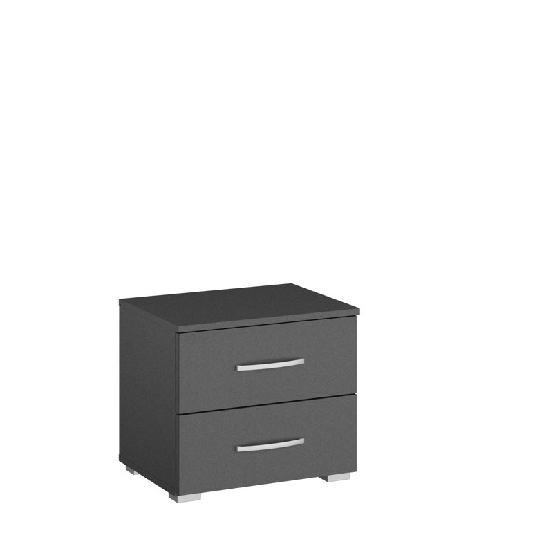 Aditio 2 Drawer Bedside Table, Metallic grey