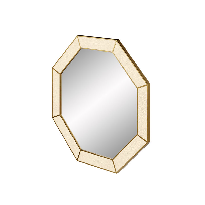Ambera Solid And Engineered Wood Octagon Mirror, Octagon, Ivory
