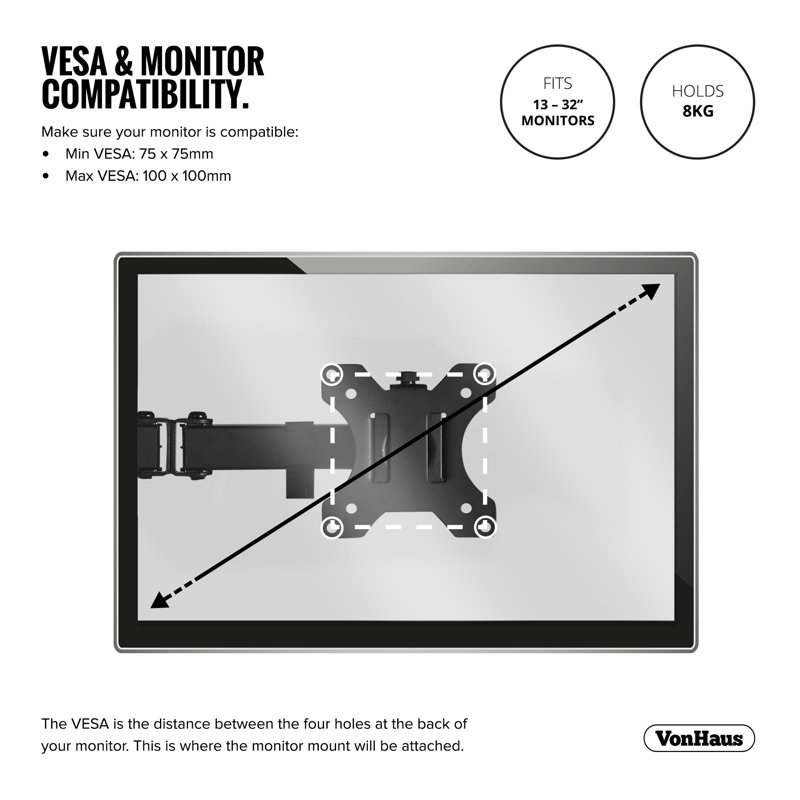 VonHaus Single Screen Pole Mount