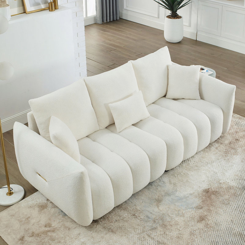 Canapé de 81 po avec 3 coussins de dossier et 3 coussins de dossier en bois massif de qualité supérieure avec cadre en bois massif, fauteuil, chambre à coucher, appartement et bureau