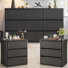3-Piece Black Wavy Bedroom Furniture Set