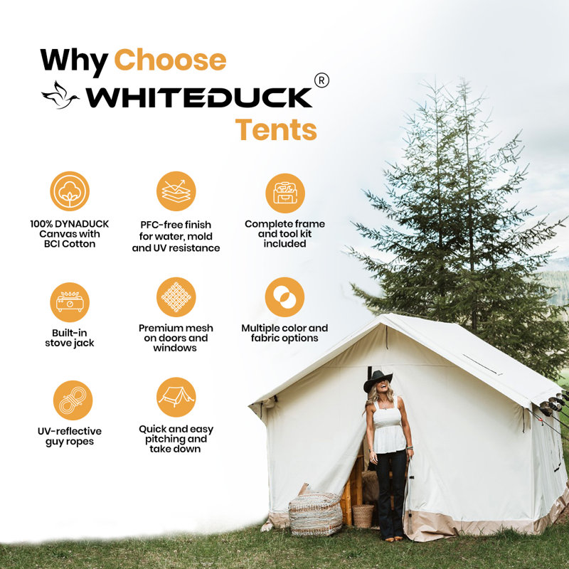 White 16'x20' Fire & Water Repellent 12 Person Cabin Tent