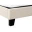 Structure de lit tapissier pour grand lit avec tête de lit en lin beige rembourrée de mousse confortable