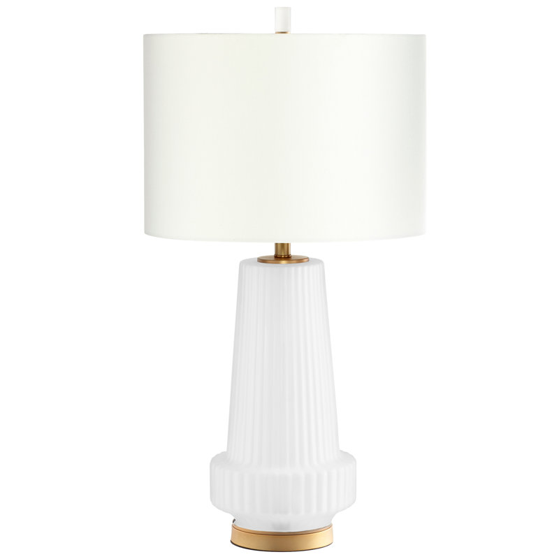 Mila Aged Brass 2-Light Table Lamp with White Shade
