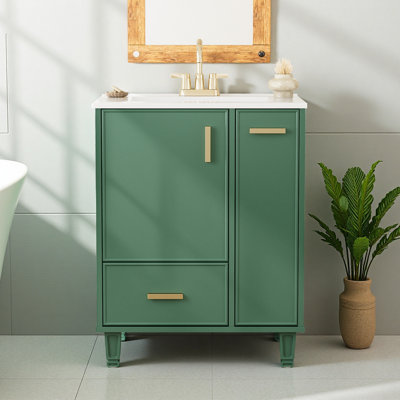24" Vanity for Bathroom with Ceramic Sink and Drawer