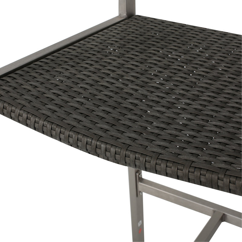 Tabourets de bar d'extérieur en aluminium antirouille 29,50 po avec siège et dossier en rotin PE, ensemble de 2, argent et gris