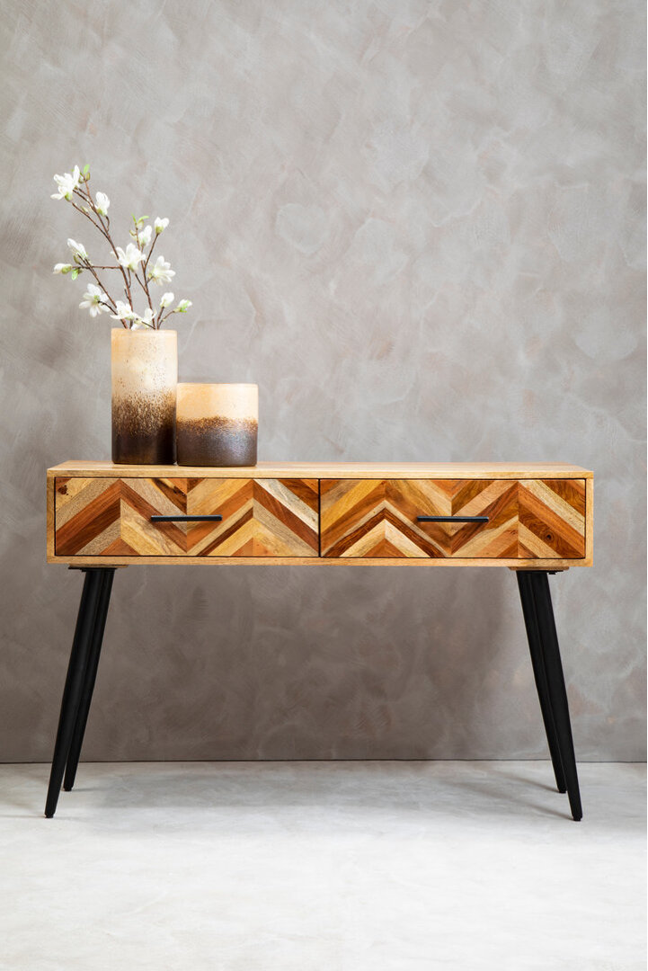 115cm Solid Wood Top Console Table