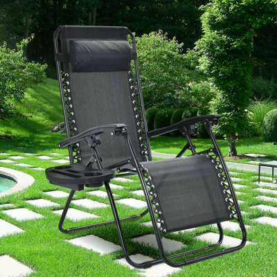 Chaise de patio pliante avec coussins Zechariah