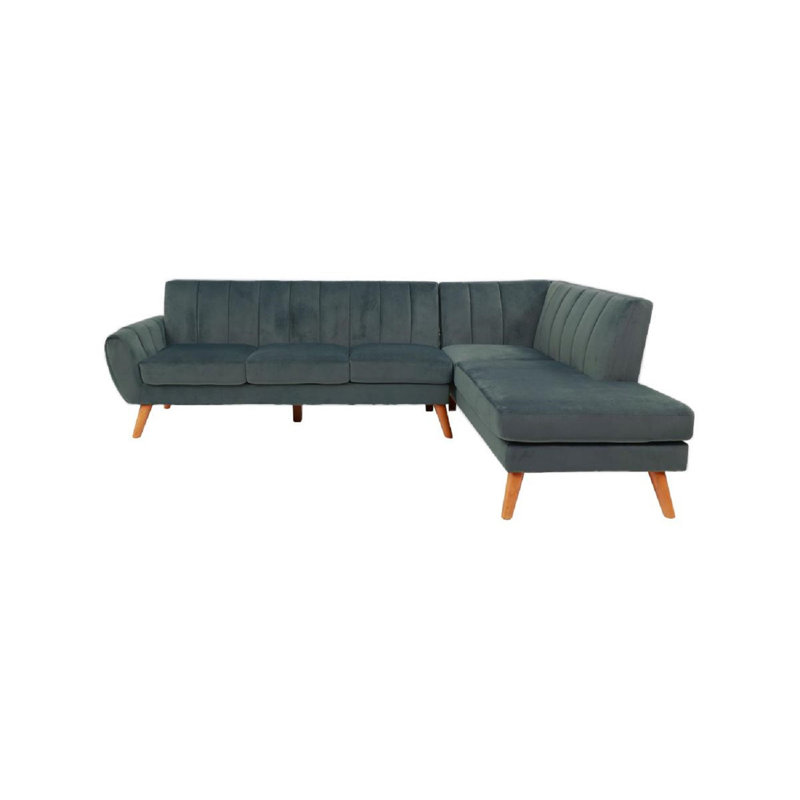 Canapé modulaire contemporain 2 pièces en velours gris foncé, Velours gris foncé