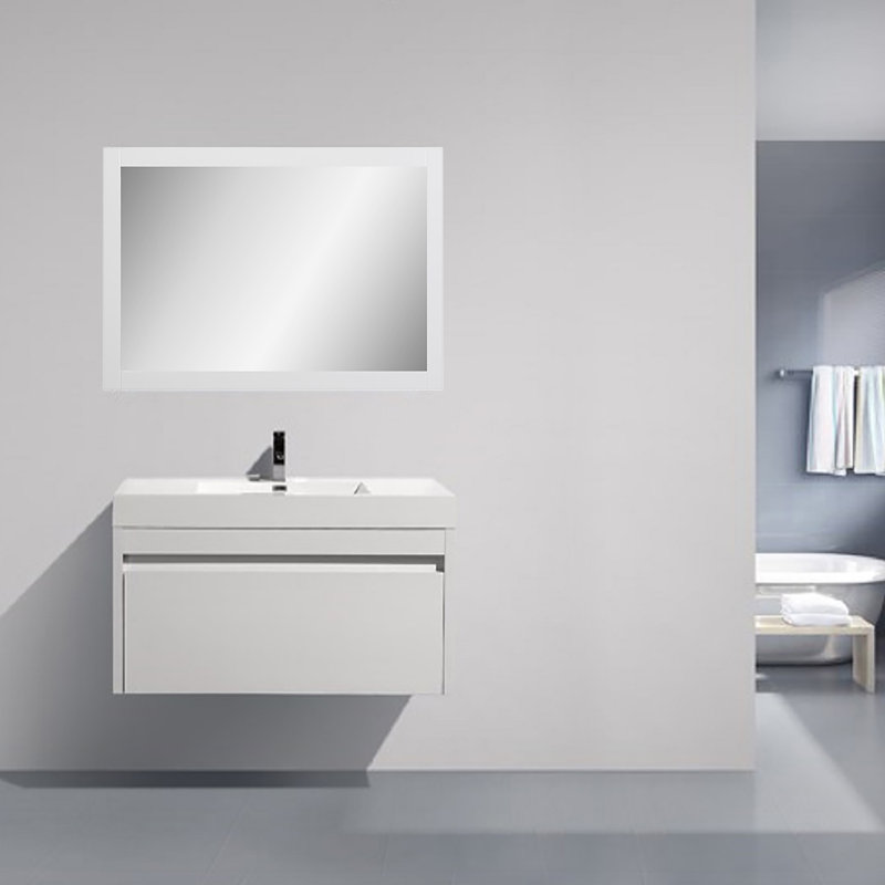 Miroir de salle de bain Kozeroff, Blanc, 28,3 po x 43,3 po