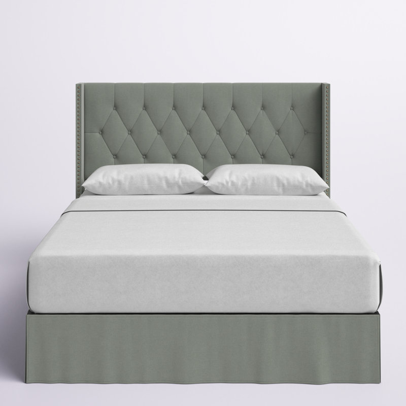 Bellavia Tufted Upholstered Panel Bed, Gray, Queen