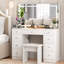 Greyden Vanity Set With LED Mirror & Power Outlets, 9 Drawers with Diamond Handles-2063545913