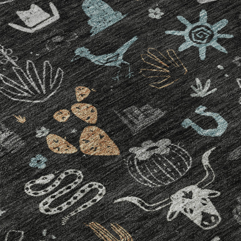 Tapis de qualité supérieure lavable à la machine Villers, Noir, 8' x 10'
