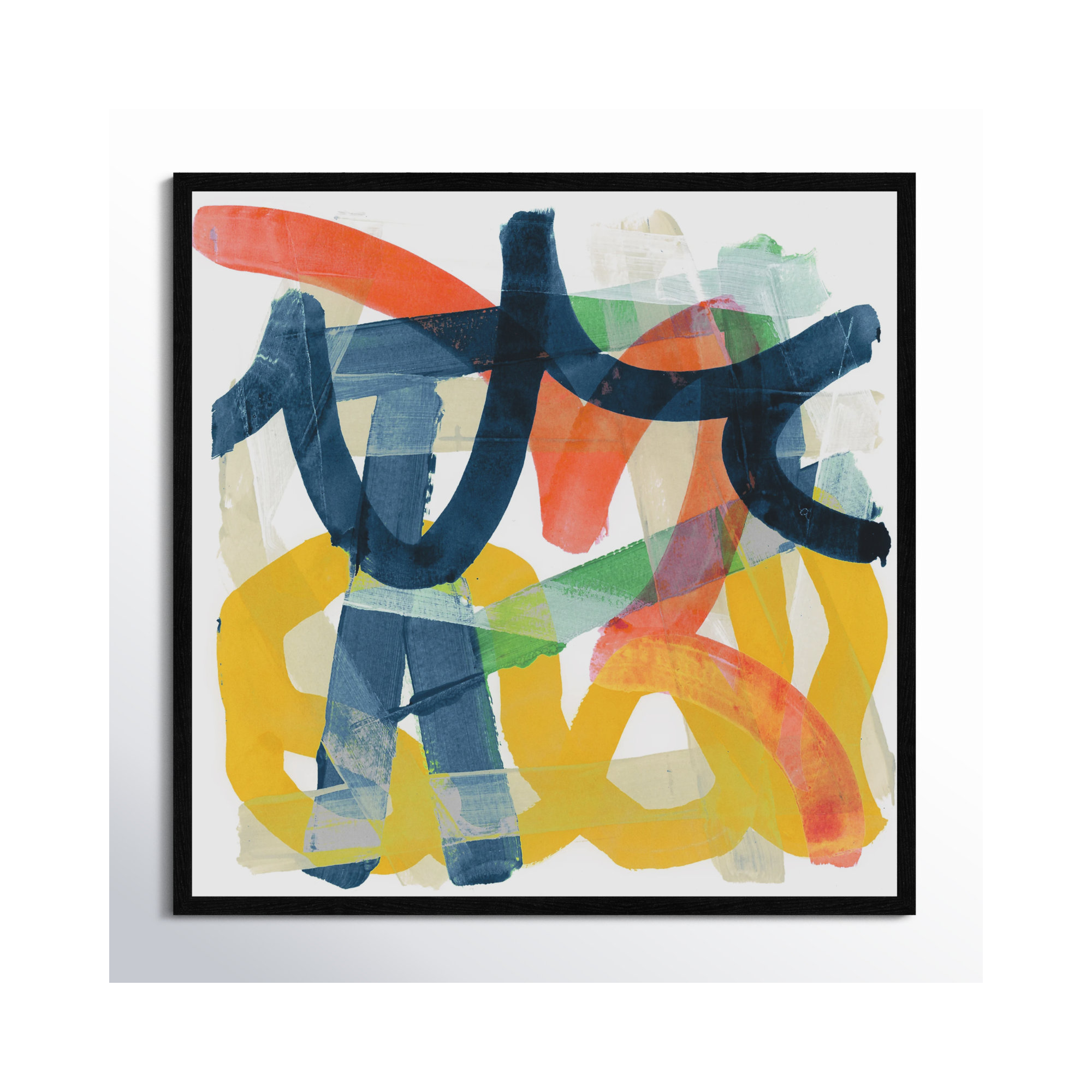 Shuffling by Cartissi - Picture Frame Painting, 32" H x 32" W x 0.75" D, Black Framed